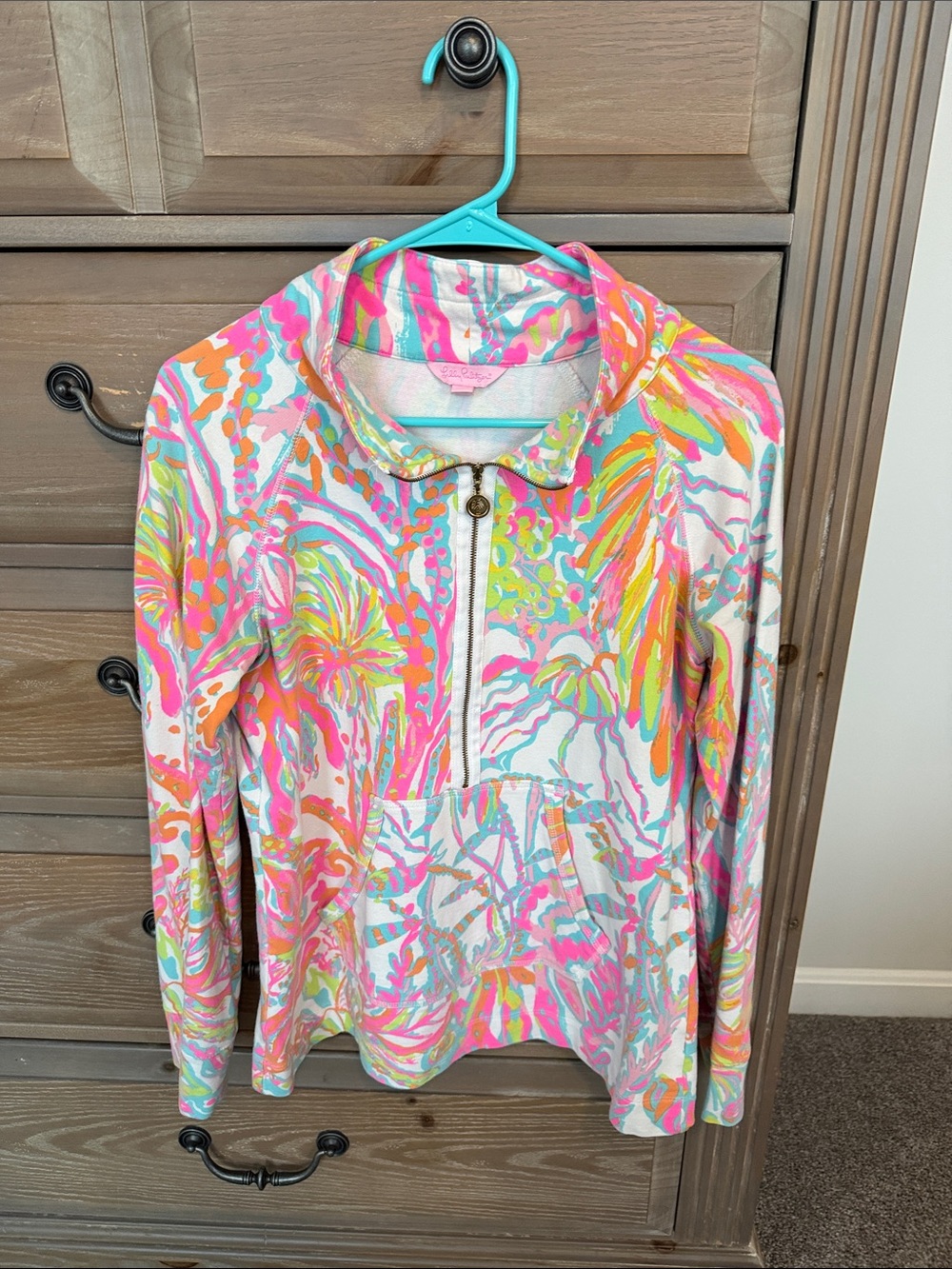 Lilly Pulitzer Neon Floral Half-Zip Hoodie